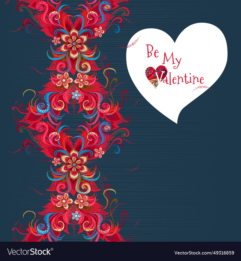 Romantic floral decor be my valentine Royalty Free Vector