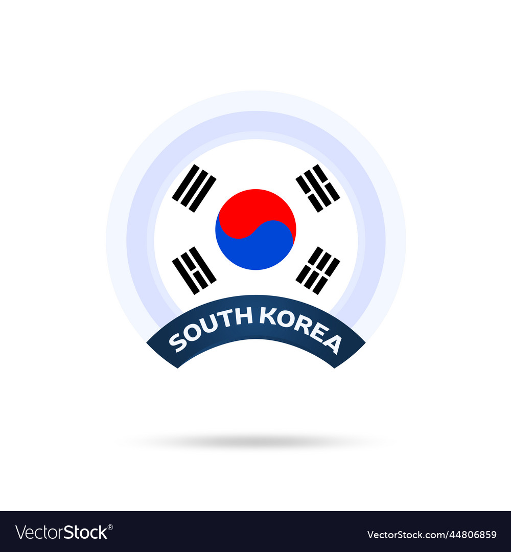 South korea national flag circle button icon Vector Image