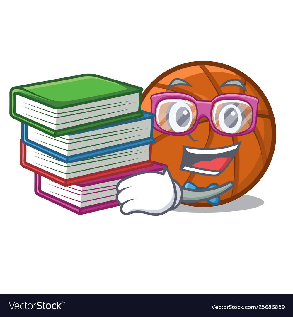 Student with book basket ball in a cartoon chair