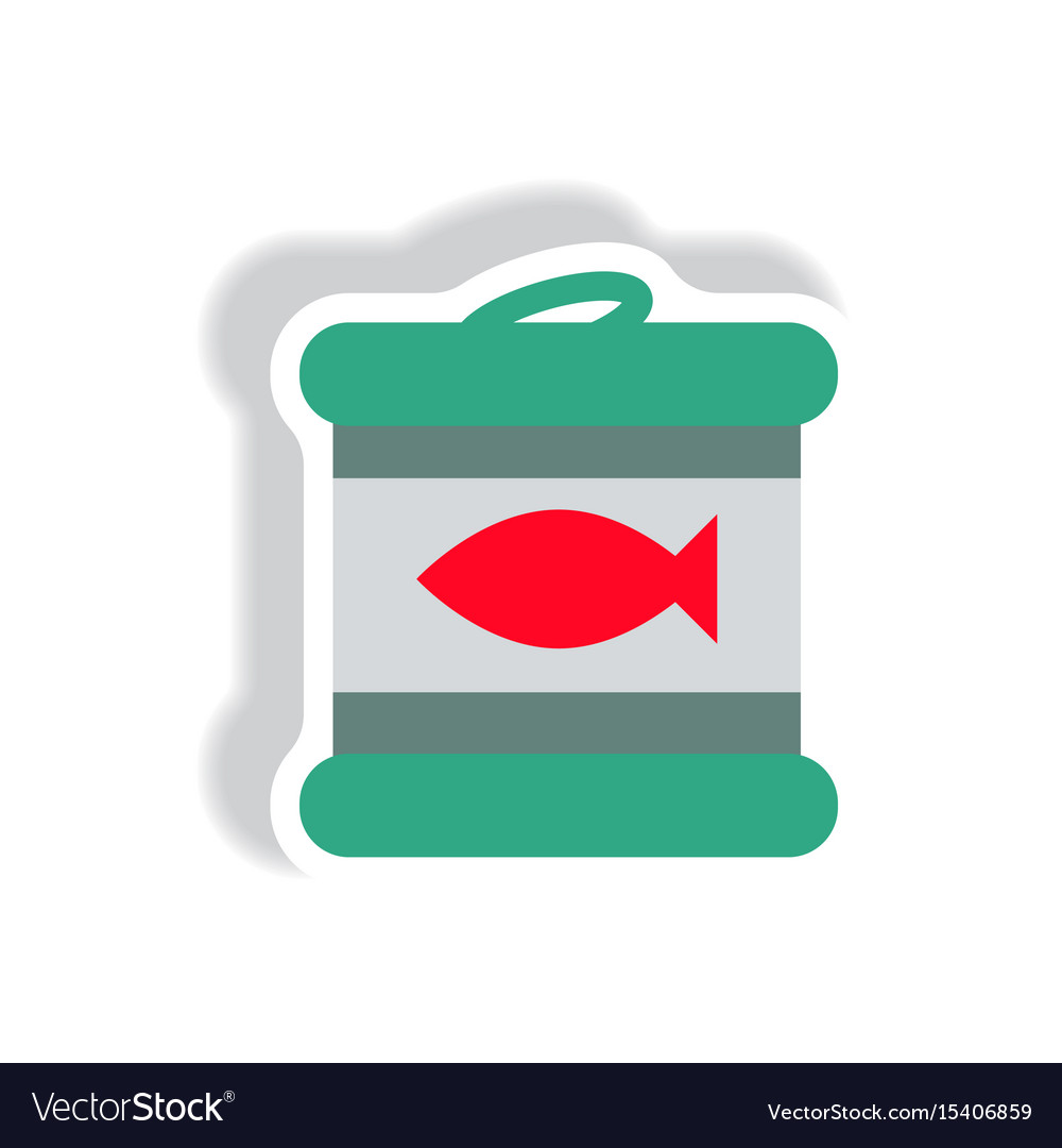 Stylish icon paper sticker style canned tuna fish