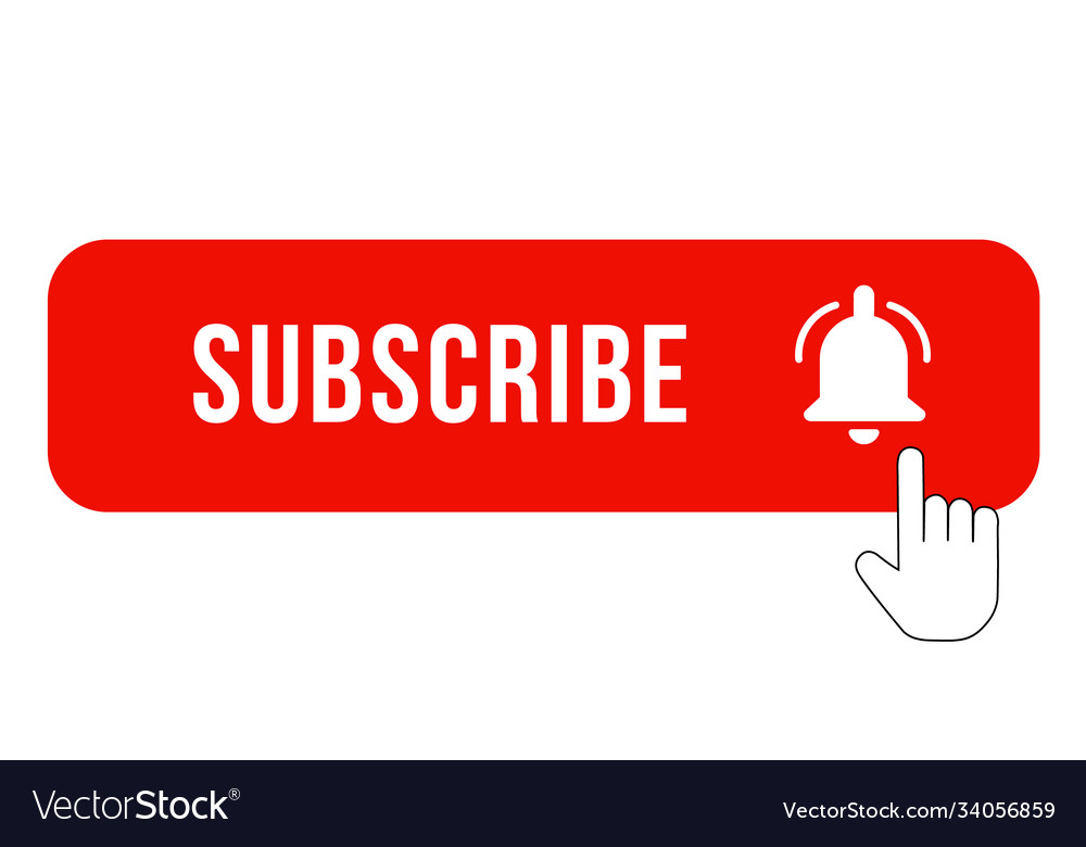 Subscribe - button red color with handon vector image Subscribe - button red color with handon
