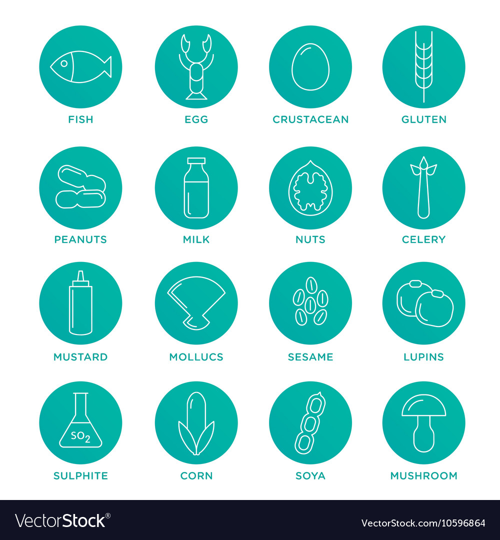 Allergen Icons Set Royalty Free Vector Image Vectorstock