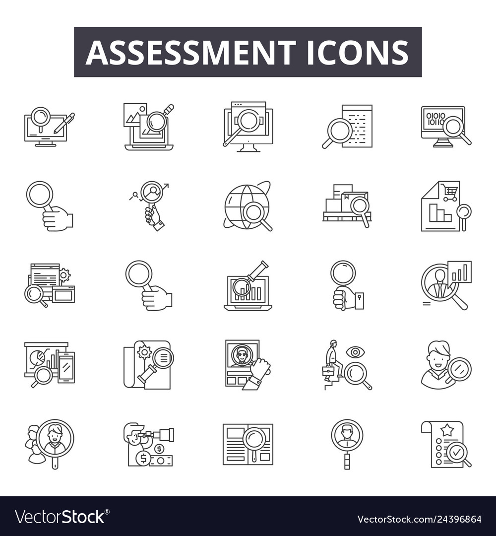 Assessment line icons for web and mobile design vector image Assessment line icons for web and mobile design