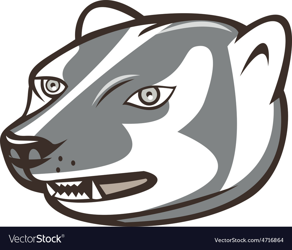 Badger head side isolated cartoon Royalty Free Vector Image