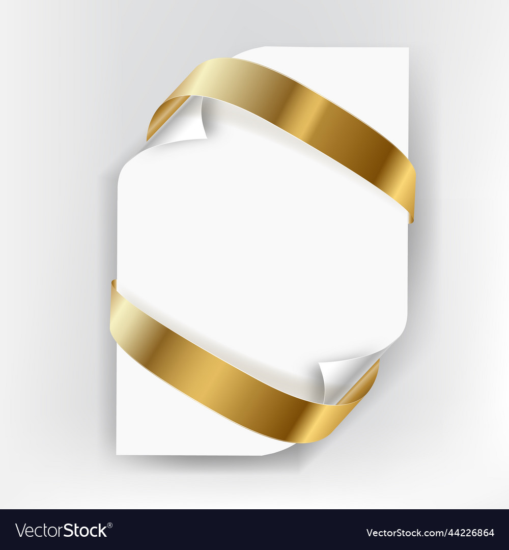 Beautiful wedding card - golden ribbon around Vector Image