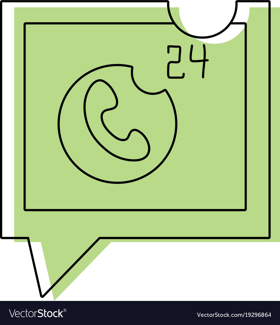 Color phone lost call sign inside square chat Vector Image