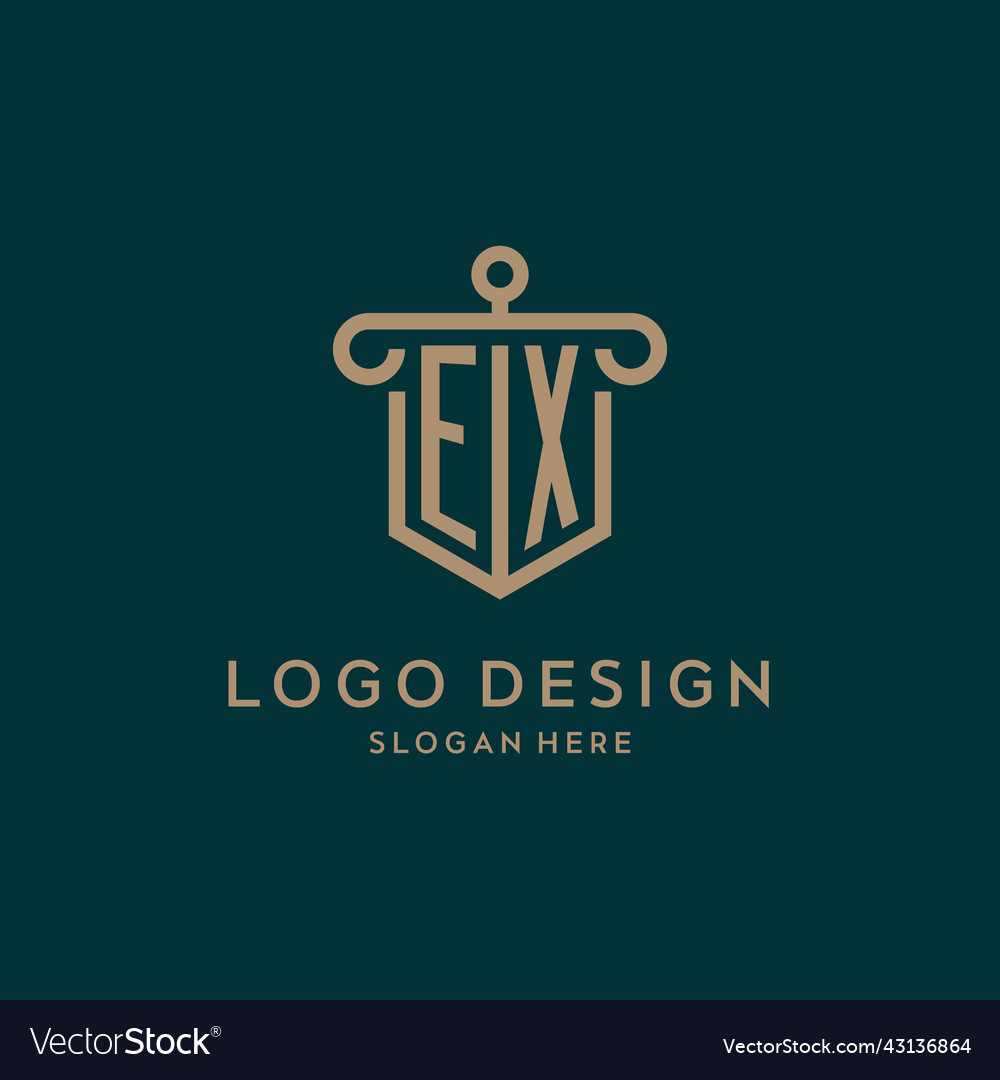 Ex monogram initial logo design with shield