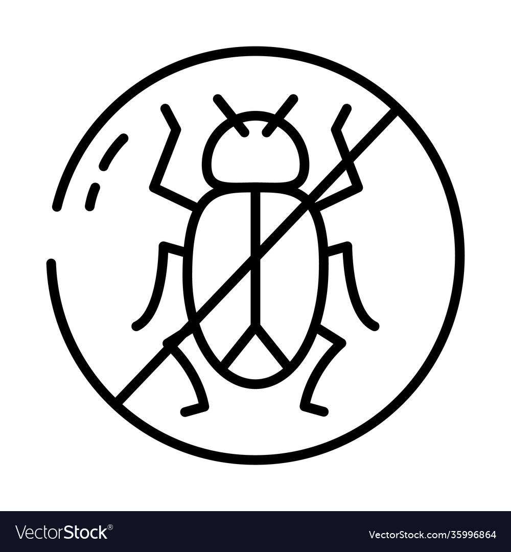 Forbidden sign with bug icon half line style