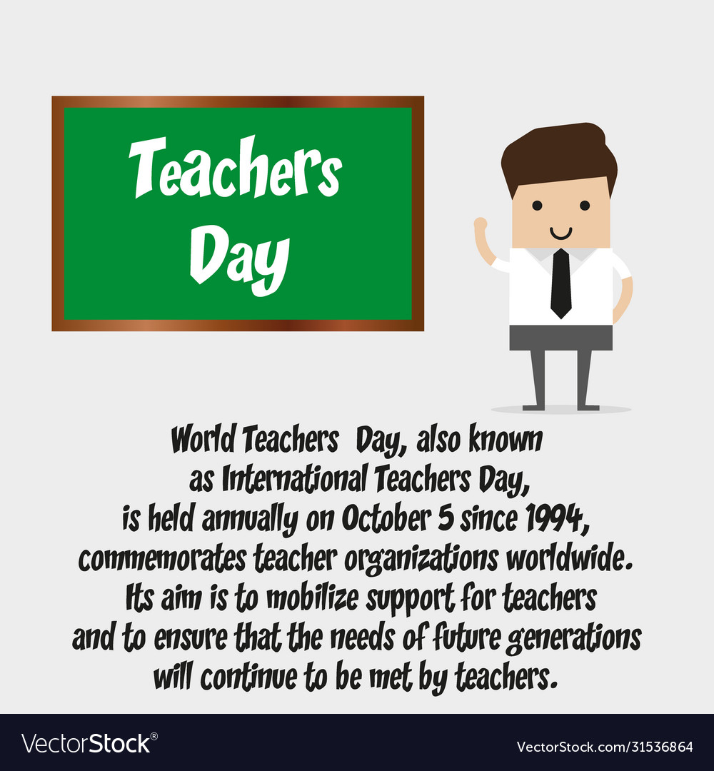 Happy teachers day a kind teacher stands Vector Image