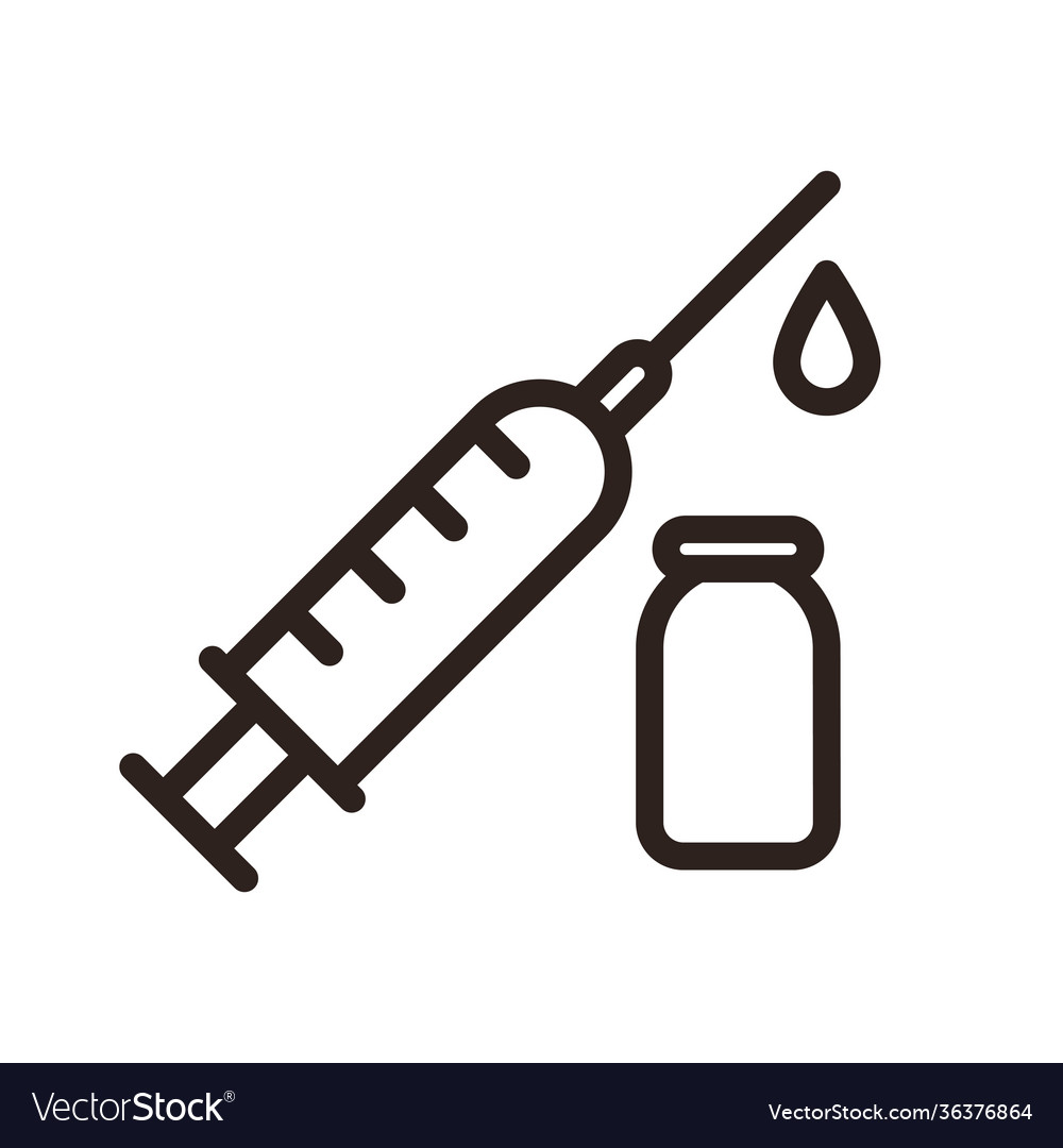Injection syringe icon covid-19 vaccine vector image Injection syringe icon covid-19 vaccine