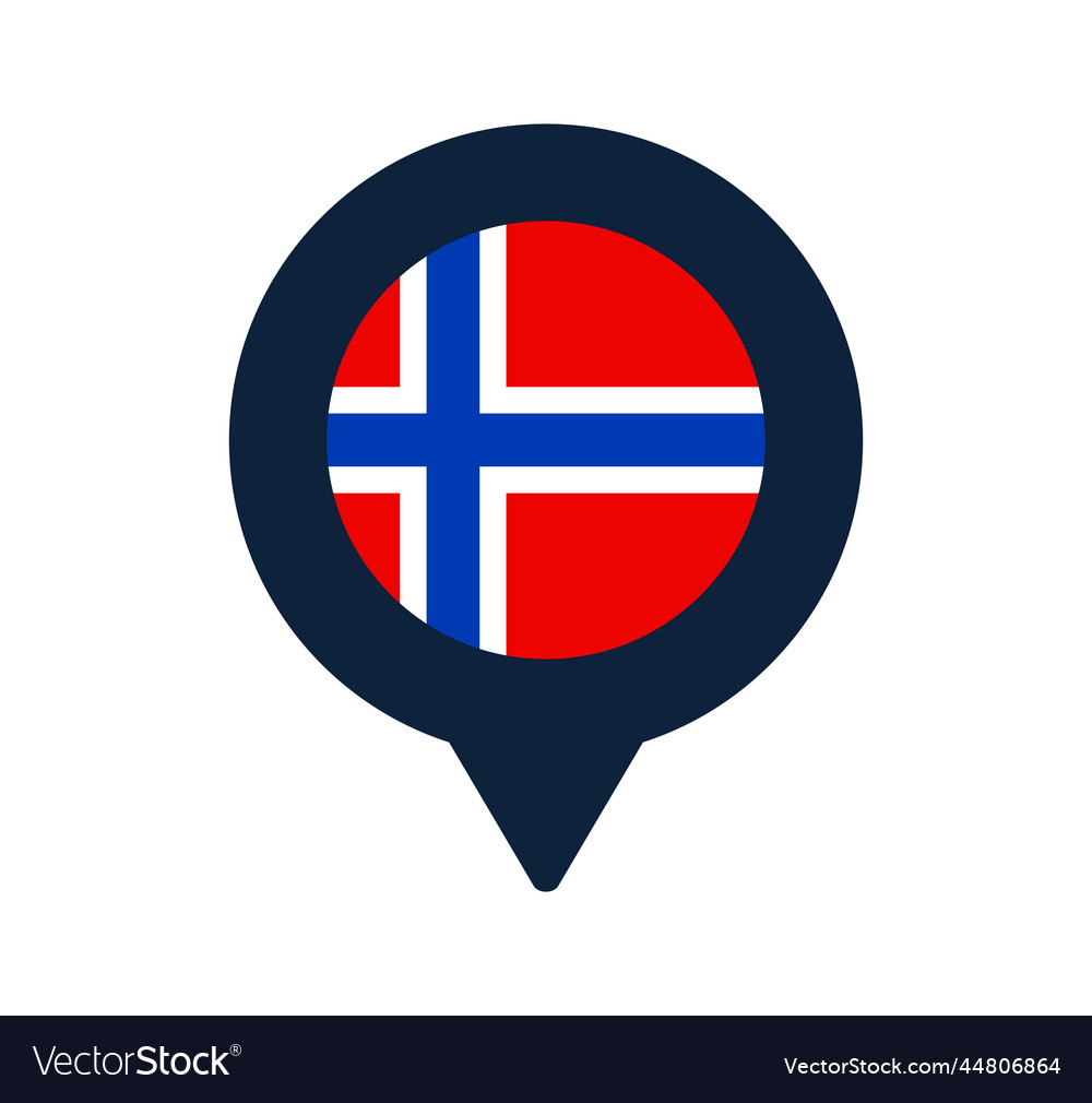 Norway flag and map pointer icon national