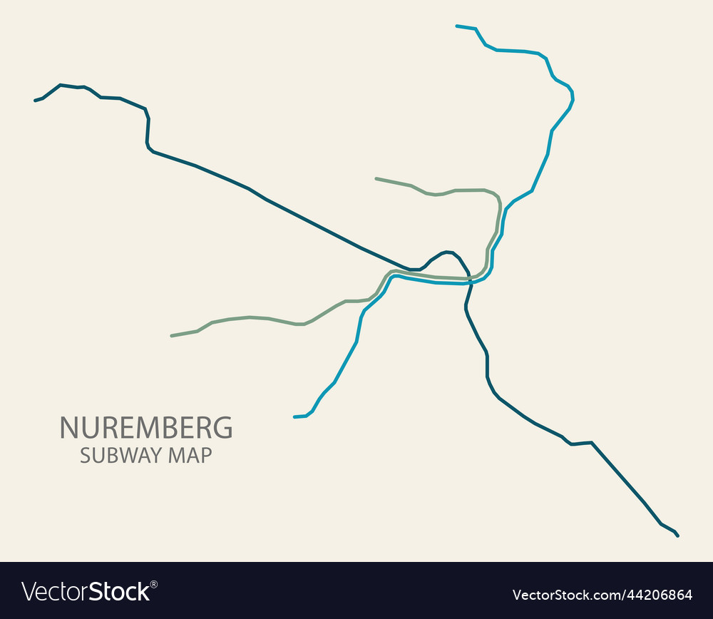 Nuremberg city subway map colored Royalty Free Vector Image