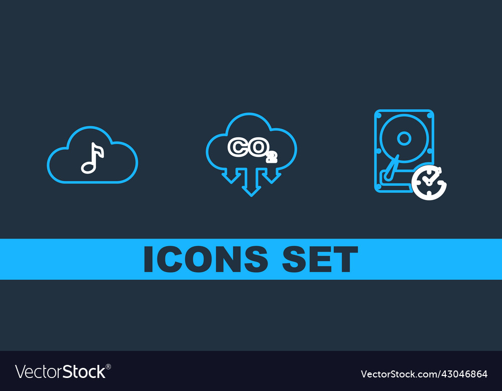 Set line hard disk drive with clockwise music Vector Image Set line hard disk drive with clockwise music