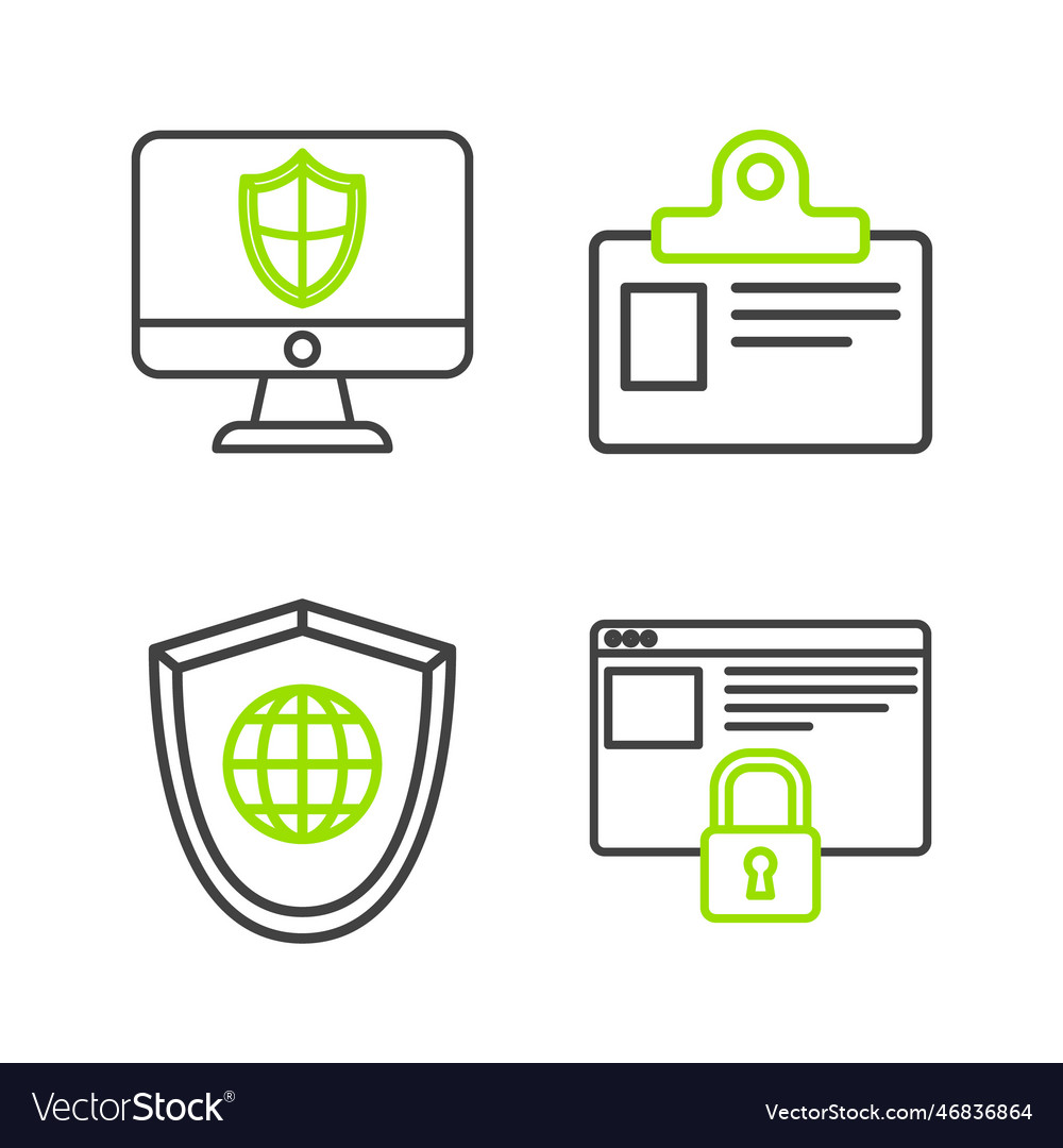 Set line secure your site with https ssl shield vector image Set line secure your site with https ssl shield