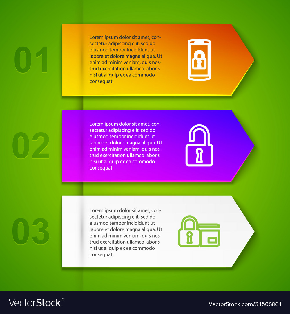 Set line smartphone with lock open padlock vector image Set line smartphone with lock open padlock
