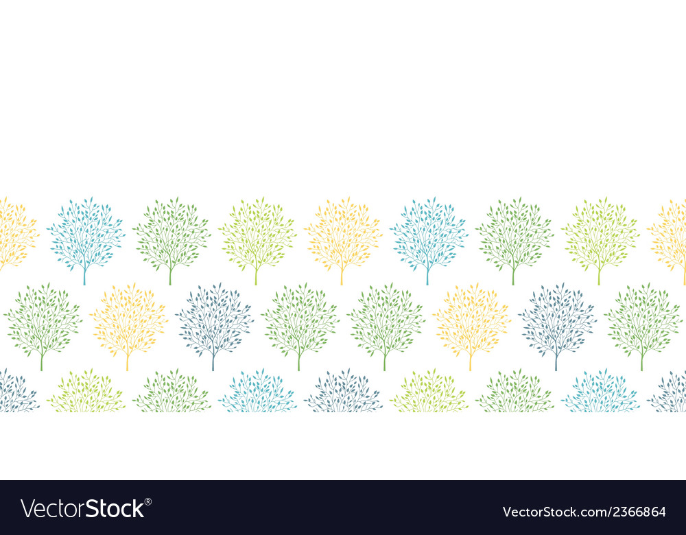 Summer trees colorful horizontal seamless pattern