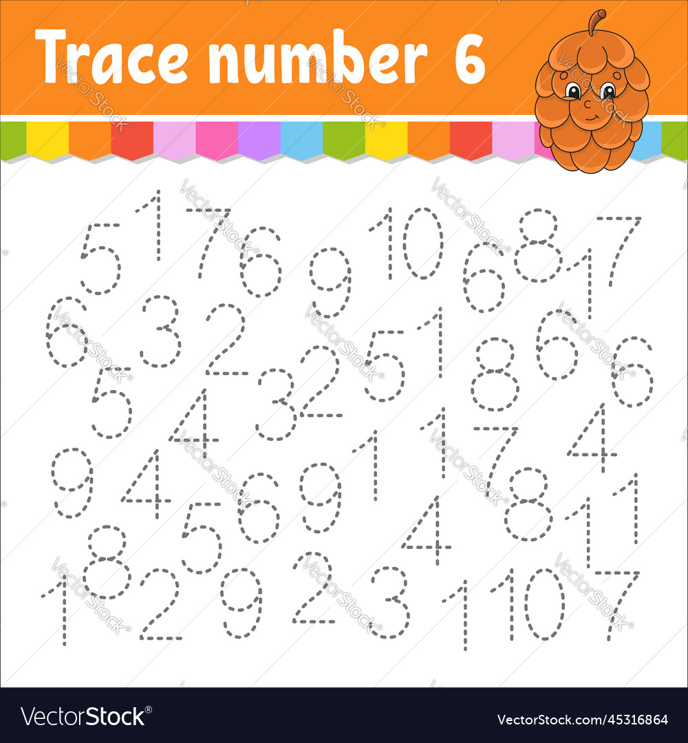 Trace number handwriting practice learning vector image Trace number handwriting practice learning