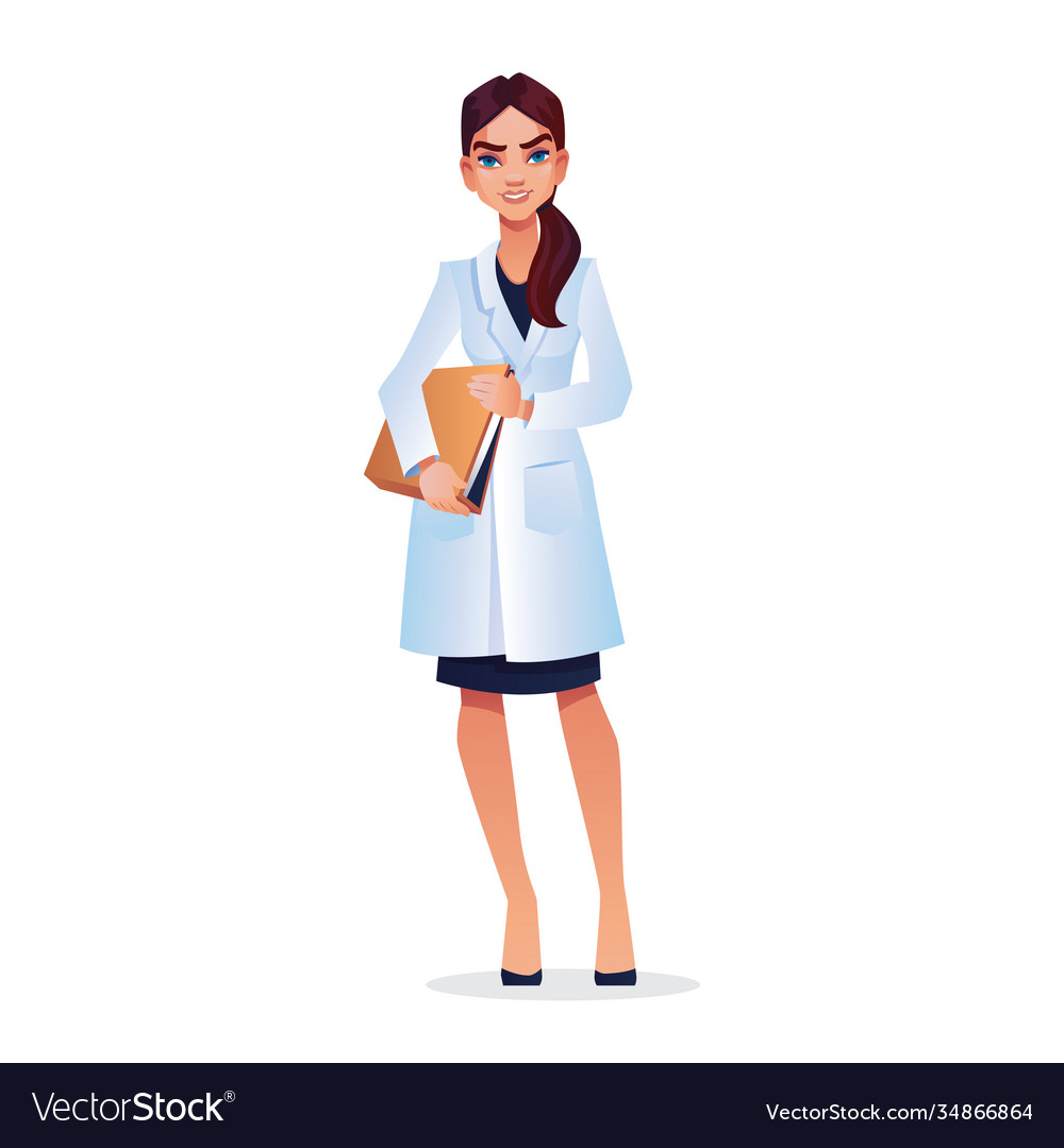 Woman doctor young nurse veterinarian with folder Vector Image
