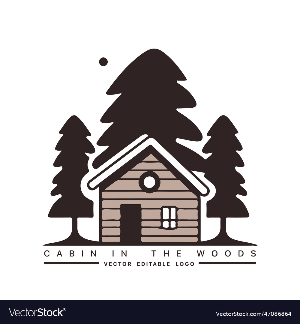 Wood cabin logo template in the woods