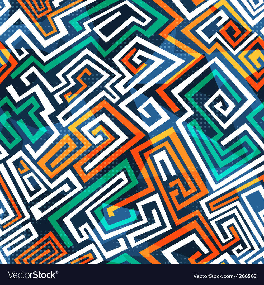 Abstract maze seamless pattern