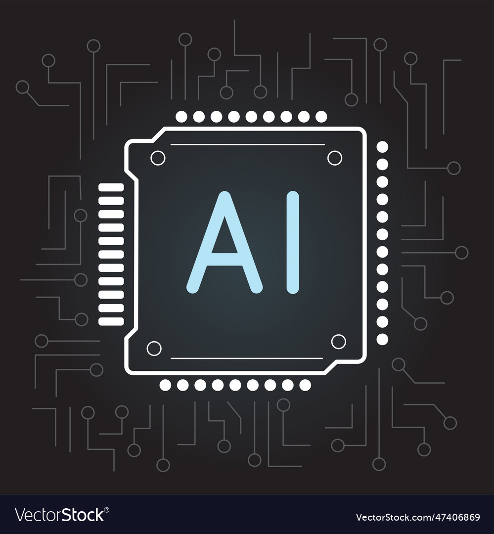 Ai cpu computer chip sign icon symbol Vector Image Ai cpu computer chip sign icon symbol