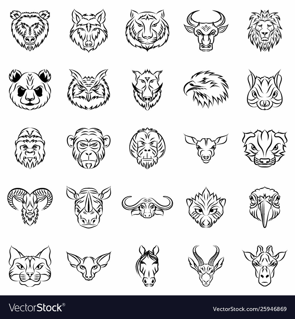 Animal mascot drawing icons