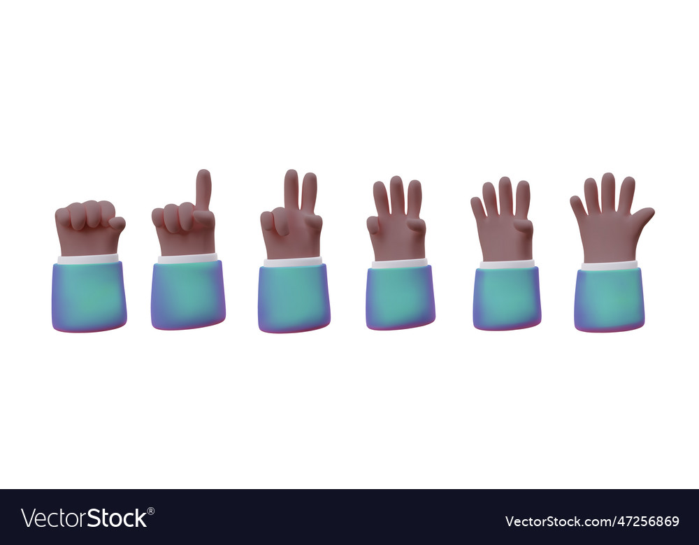 Counting number on fingers from 0 to 5