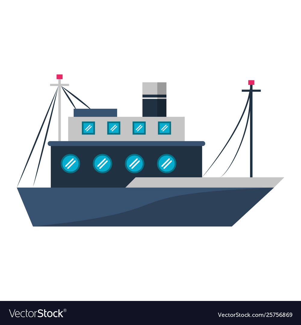 Fish ship boat sideview isolated cartoon