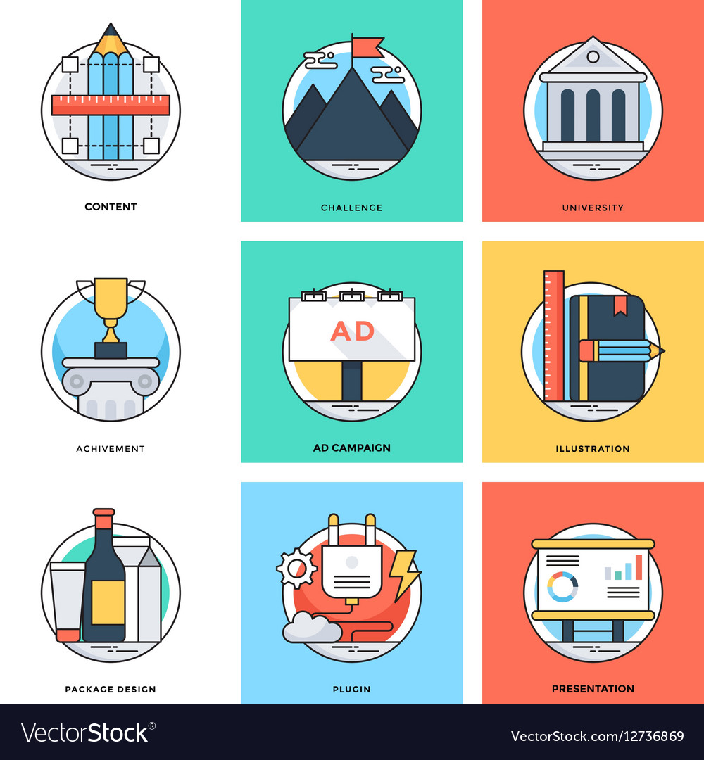 Flat color line design concepts icons 13
