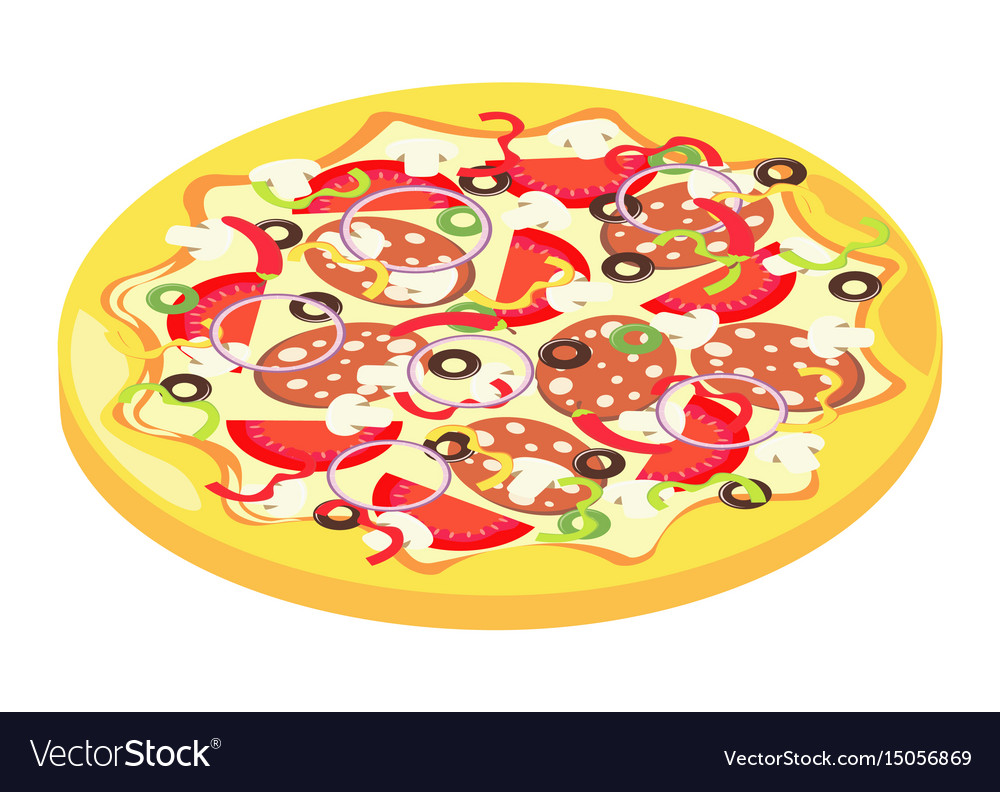 Isometric icon of italian pizza