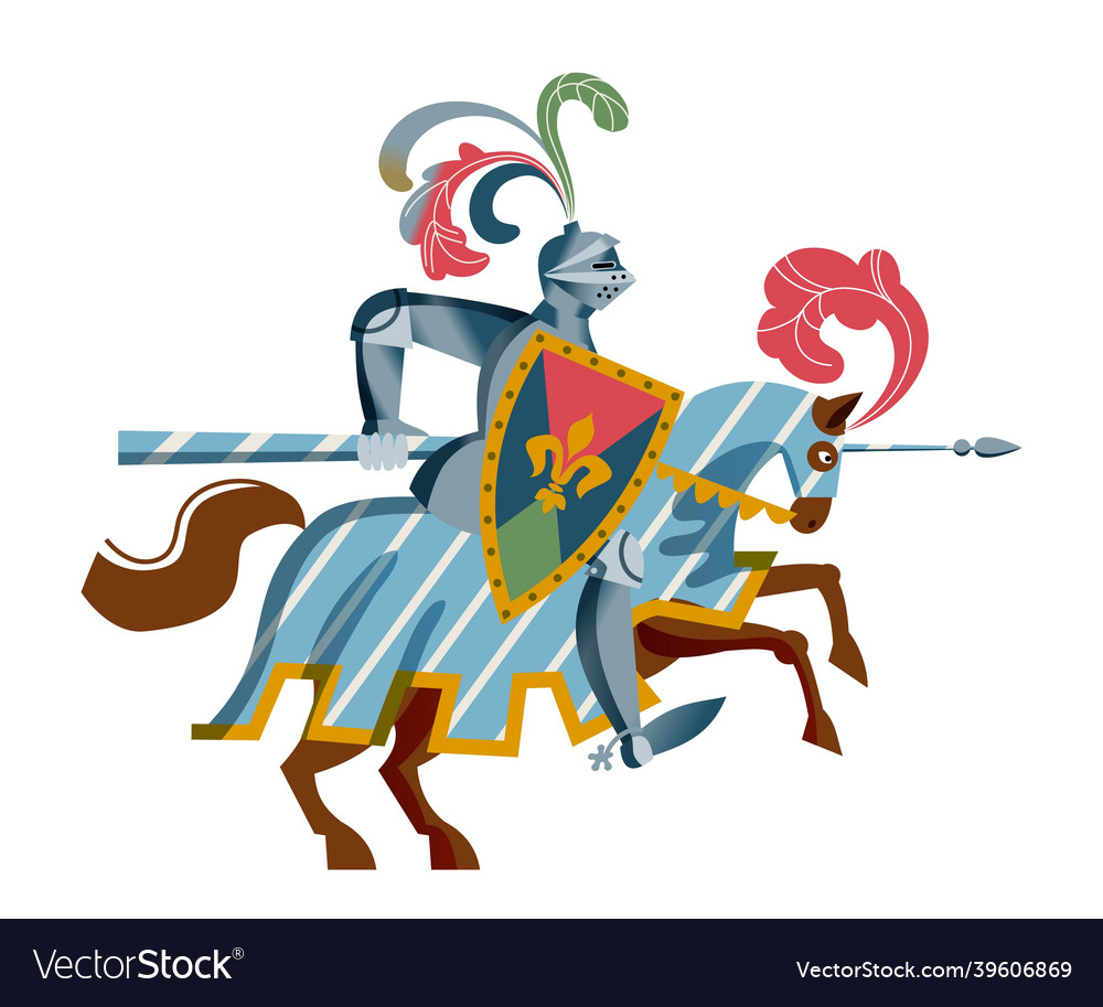 Medieval knight in armor on horse character Vector Image