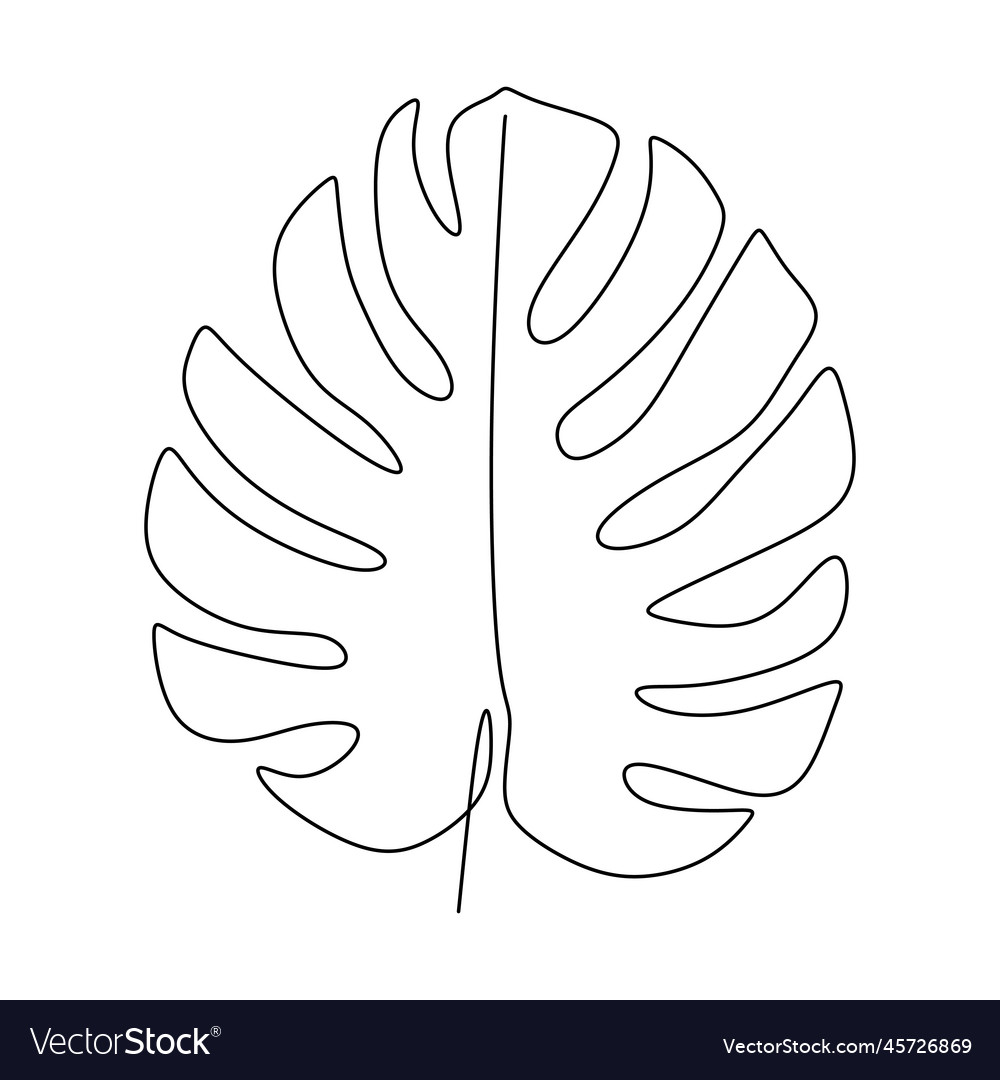 Monstera leaf one line drawing minimalist design