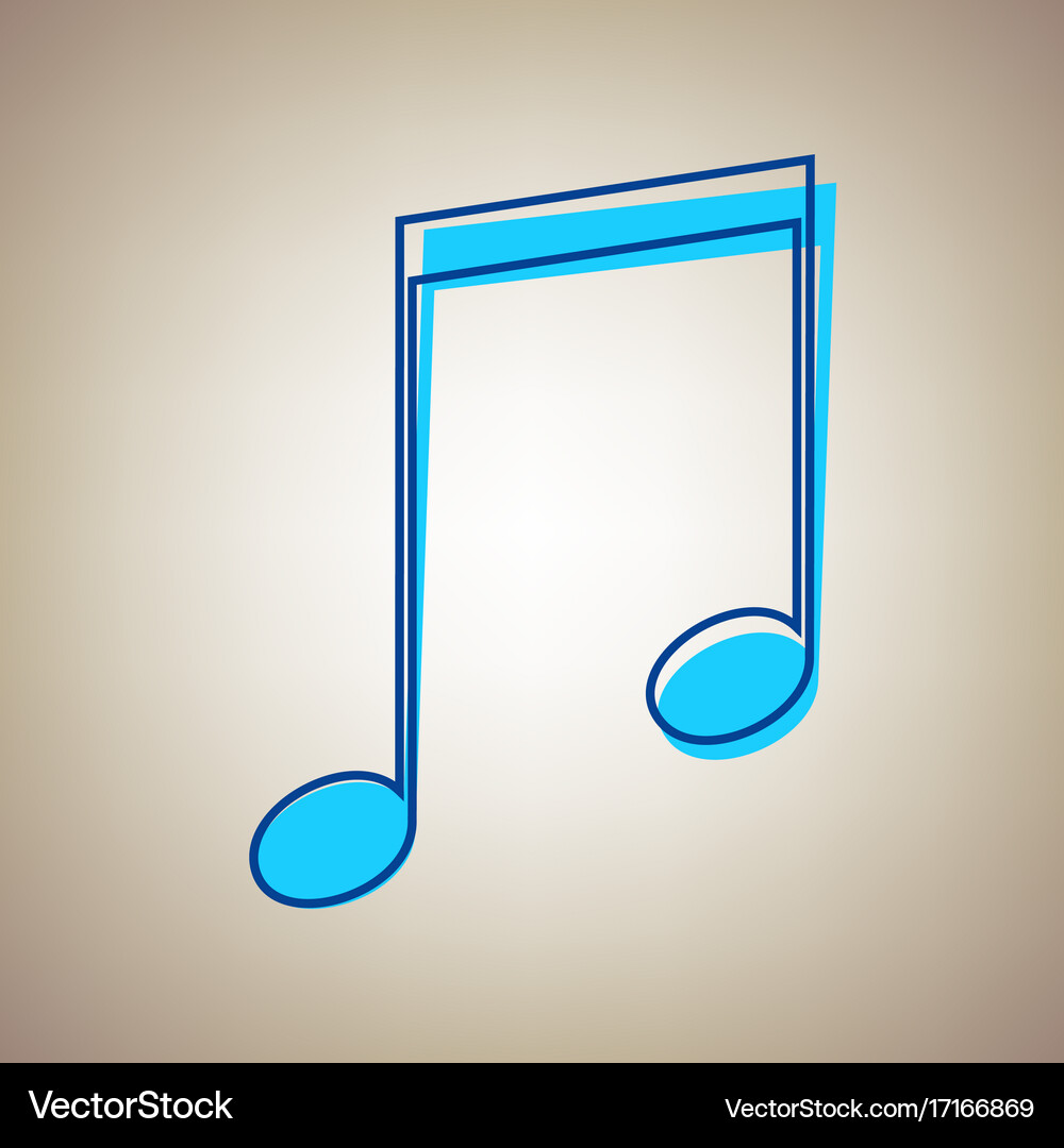 Music sign sky blue icon Royalty Free Vector Image
