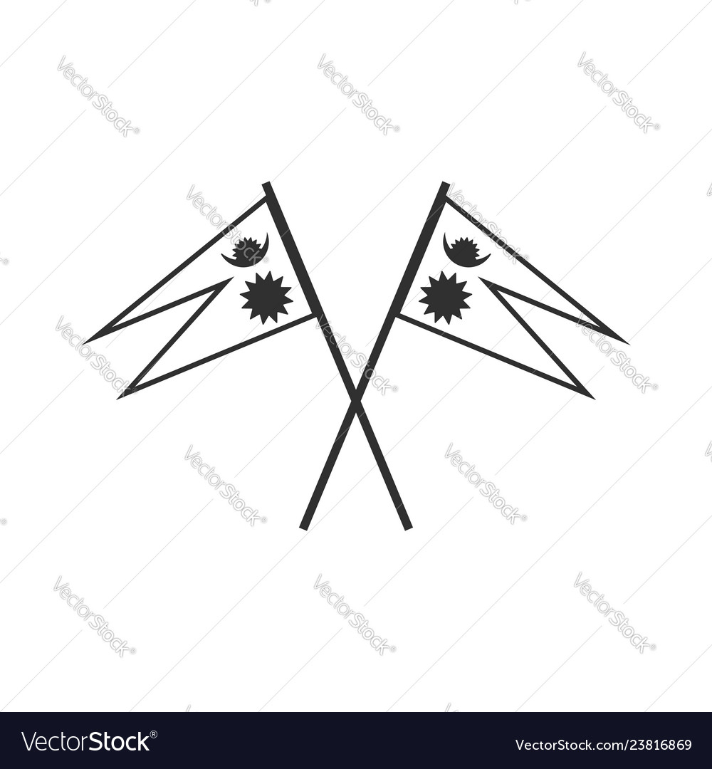 Nepal flag icon in black outline flat design vector image Nepal flag icon in black outline flat design