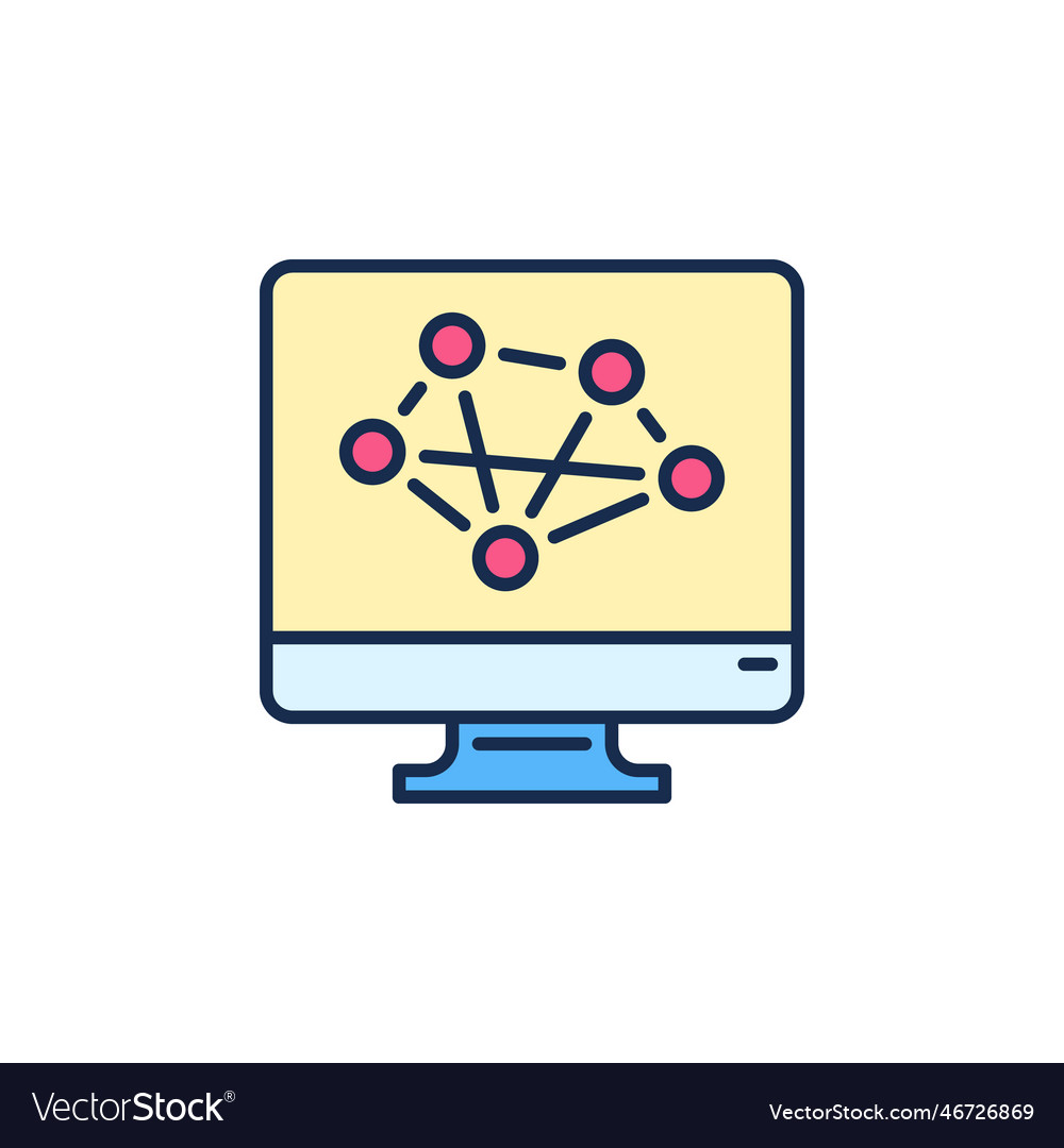 Neural network on computer screen concept colored vector image Neural network on computer screen concept colored