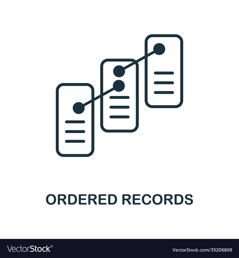 Ordered records icon monochrome style design from
