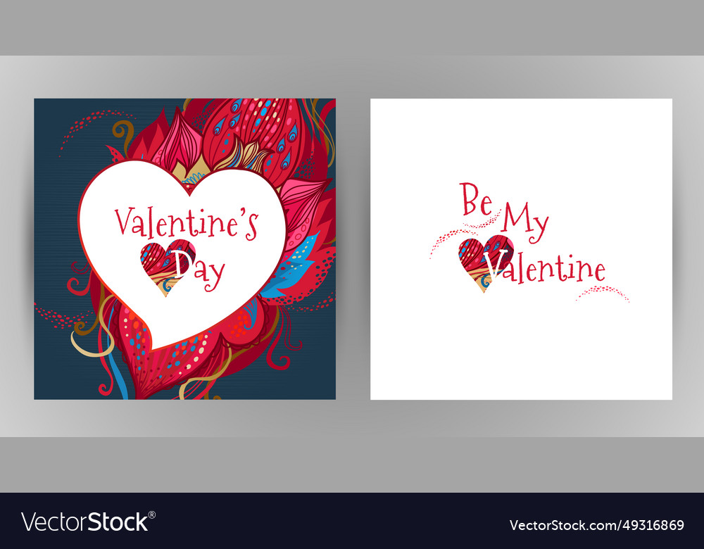 Romantic floral card be my valentine Royalty Free Vector