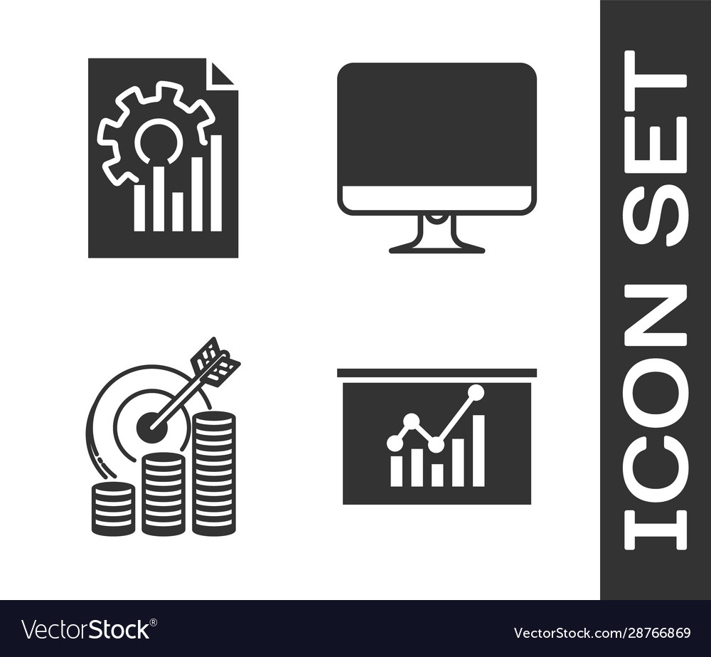Set board with graph chart document vector image Set board with graph chart document