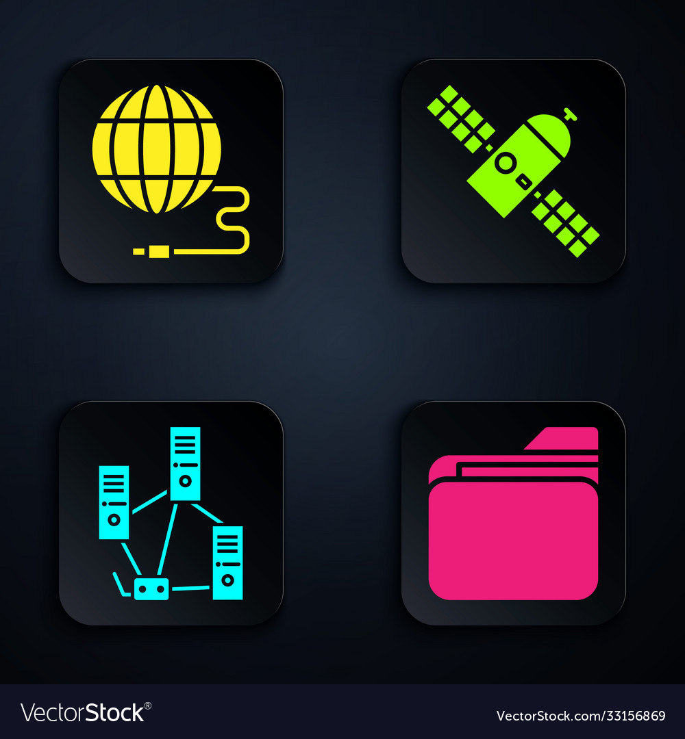 Set document folder social network computer vector image Set document folder social network computer