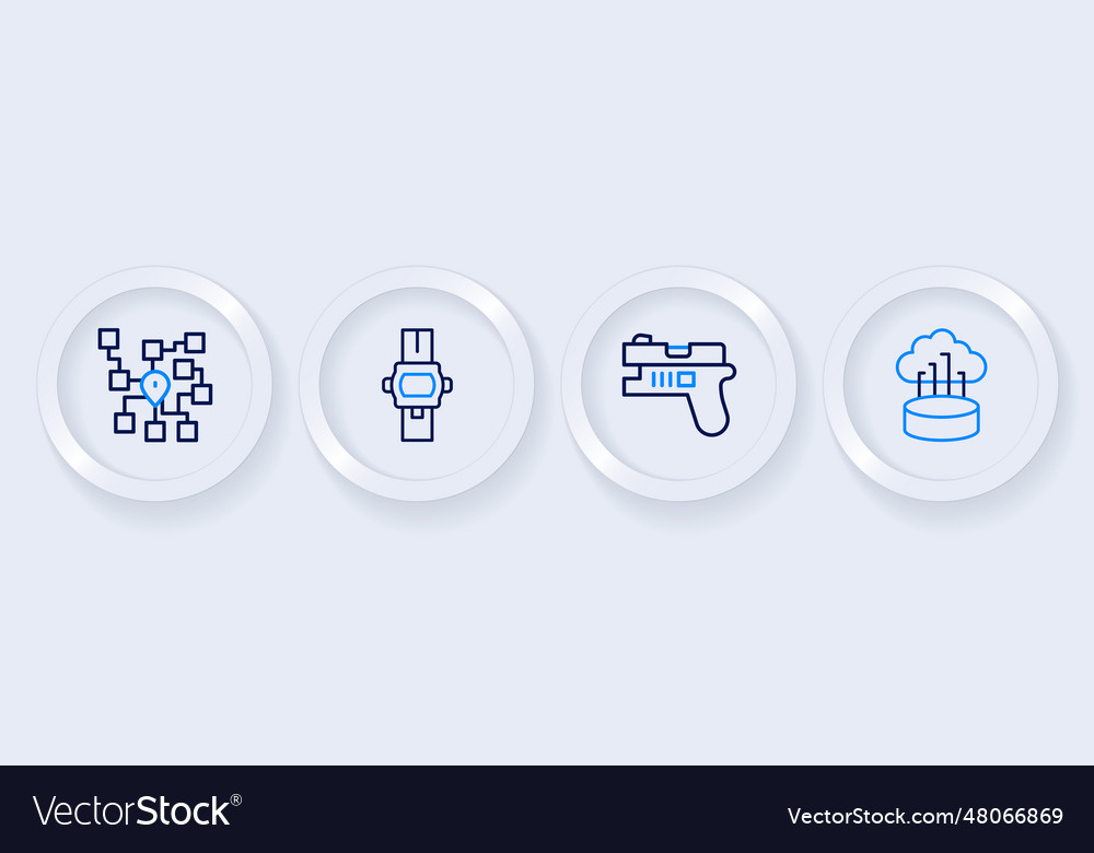 Set line network cloud connection futuristic vector image Set line network cloud connection futuristic