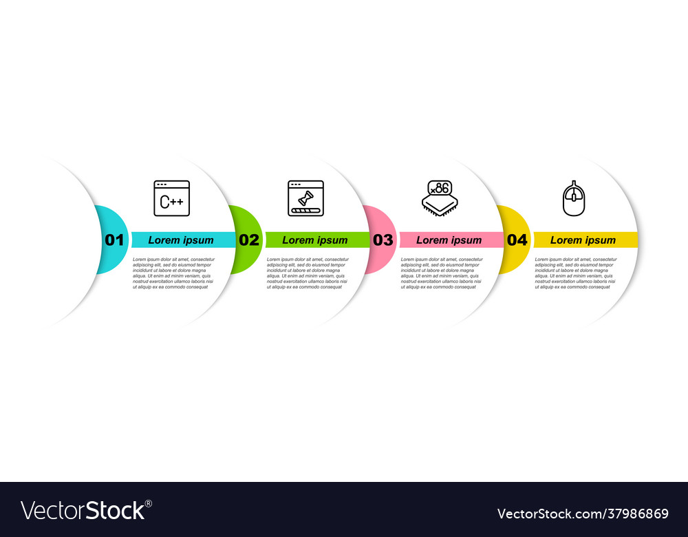 Set line software loading data window processor vector image Set line software loading data window processor