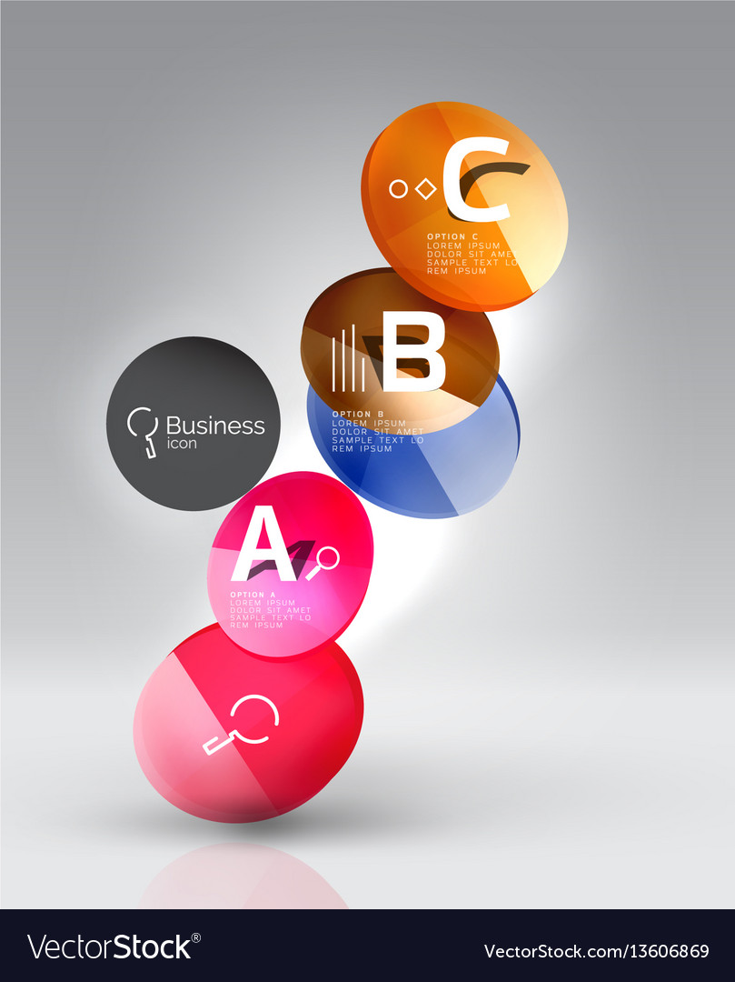 Shiny circles with text in 3d space vector image Shiny circles with text in 3d space