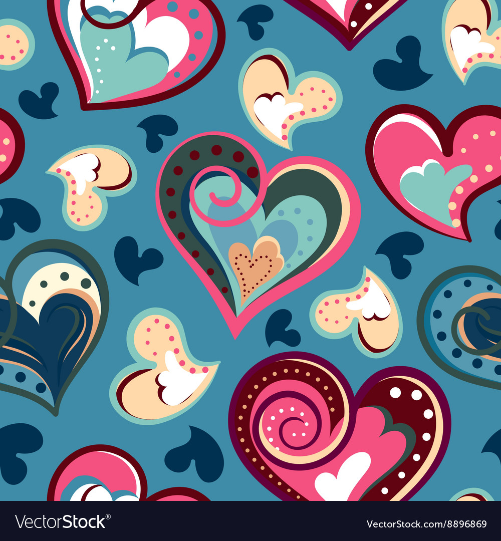 Valentine seamless hearts pattern hand drawn