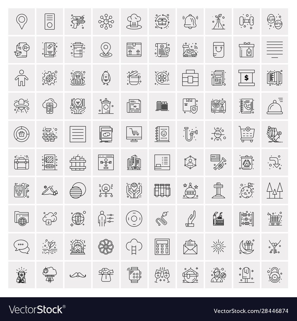 100 business icons for web and print material Vector Image 100 business icons for web and print material