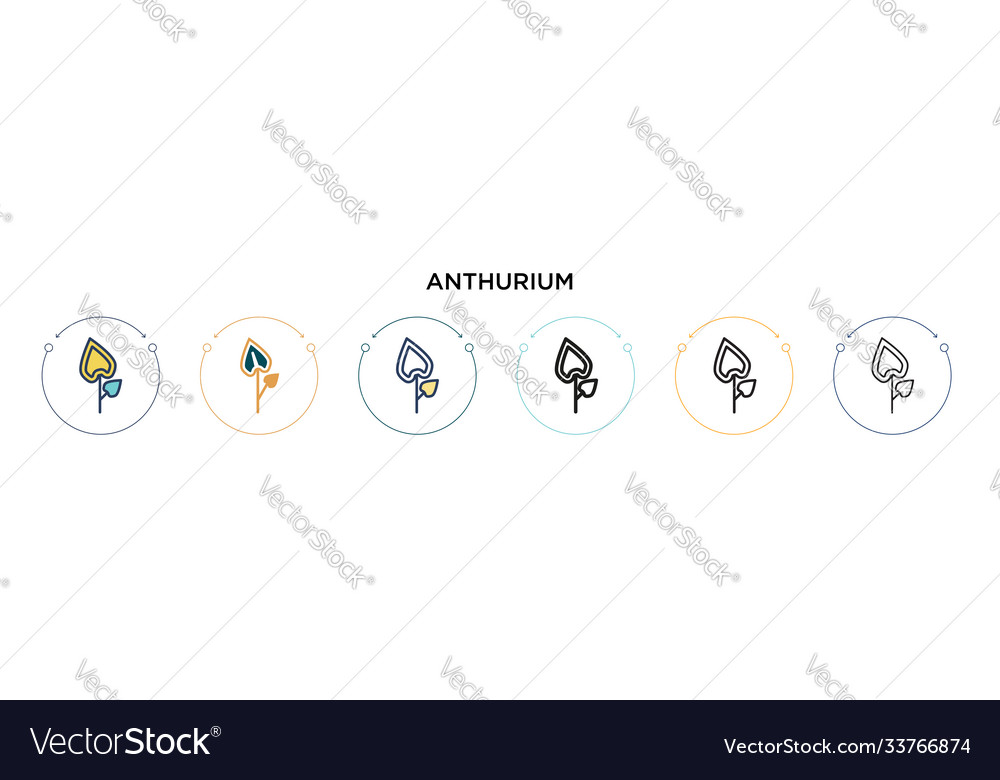 Anthurium-Symbol in gefüllter dünner Linie