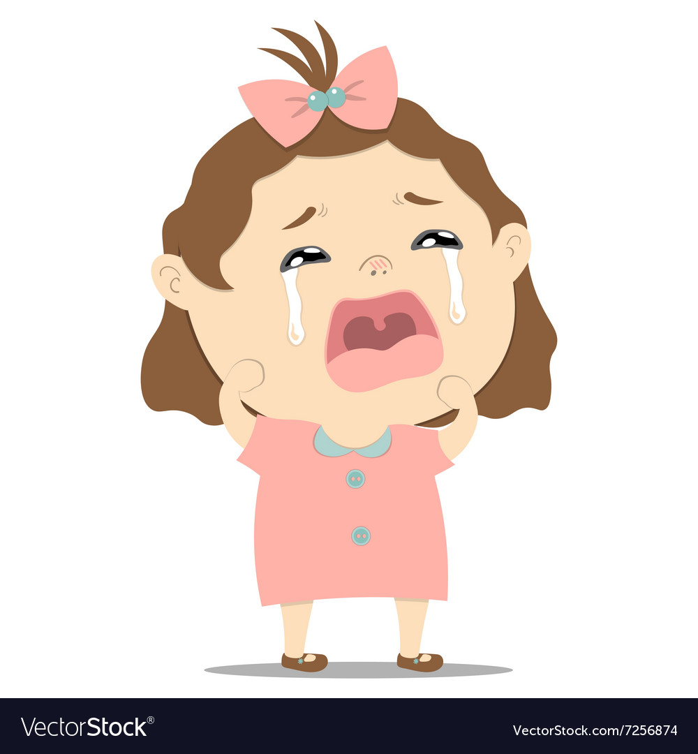 Baby girl crying Royalty Free Vector Image VectorStock