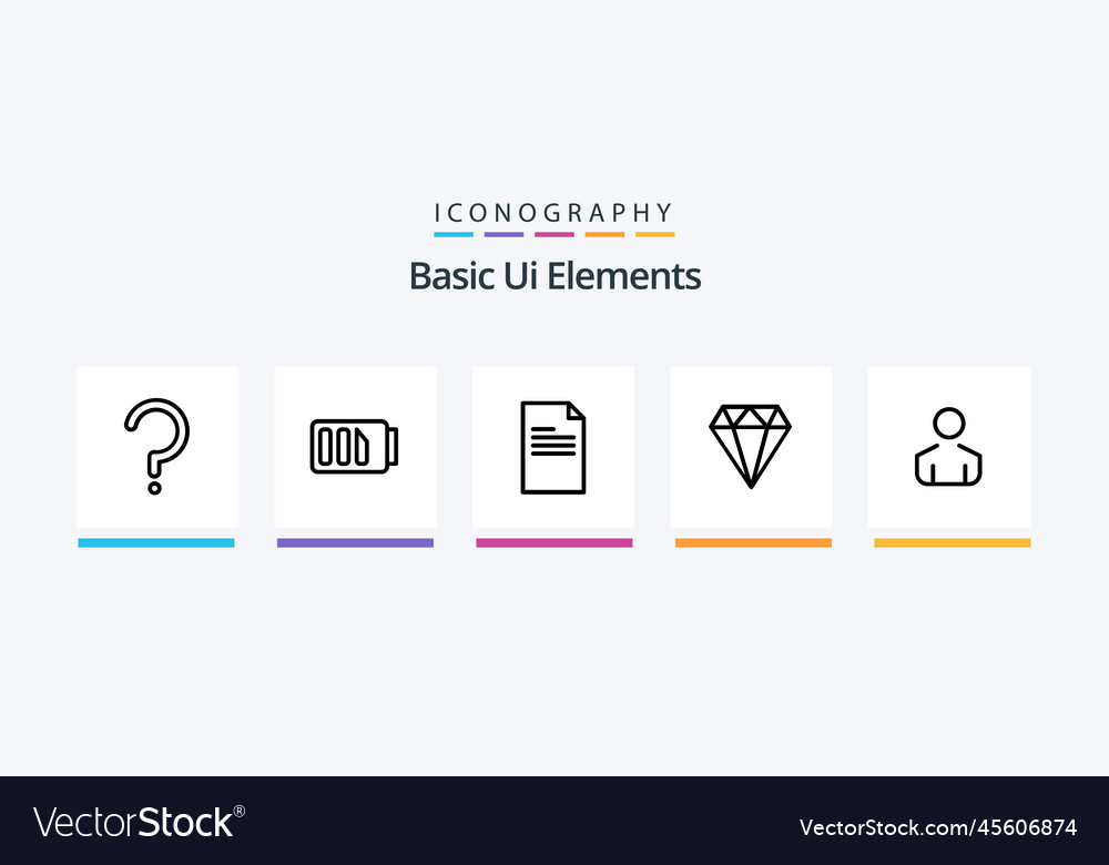 Basic ui elements line 5 icon pack including data