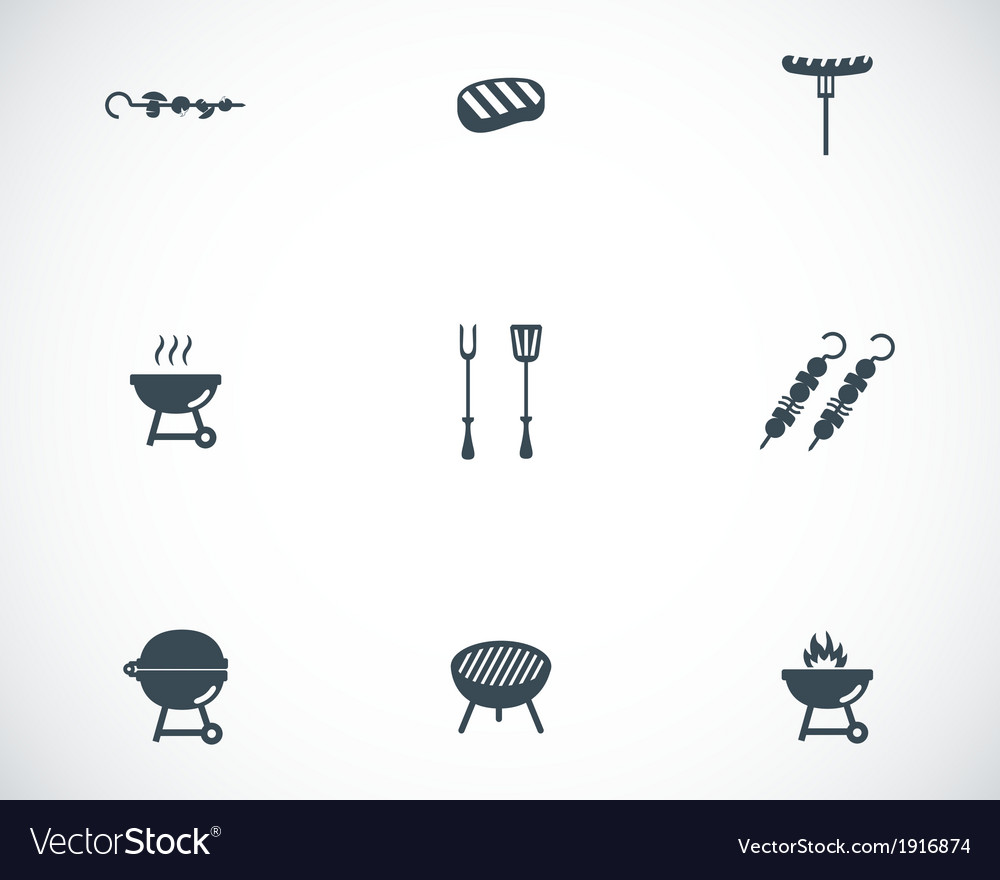 Black barbecue icons set