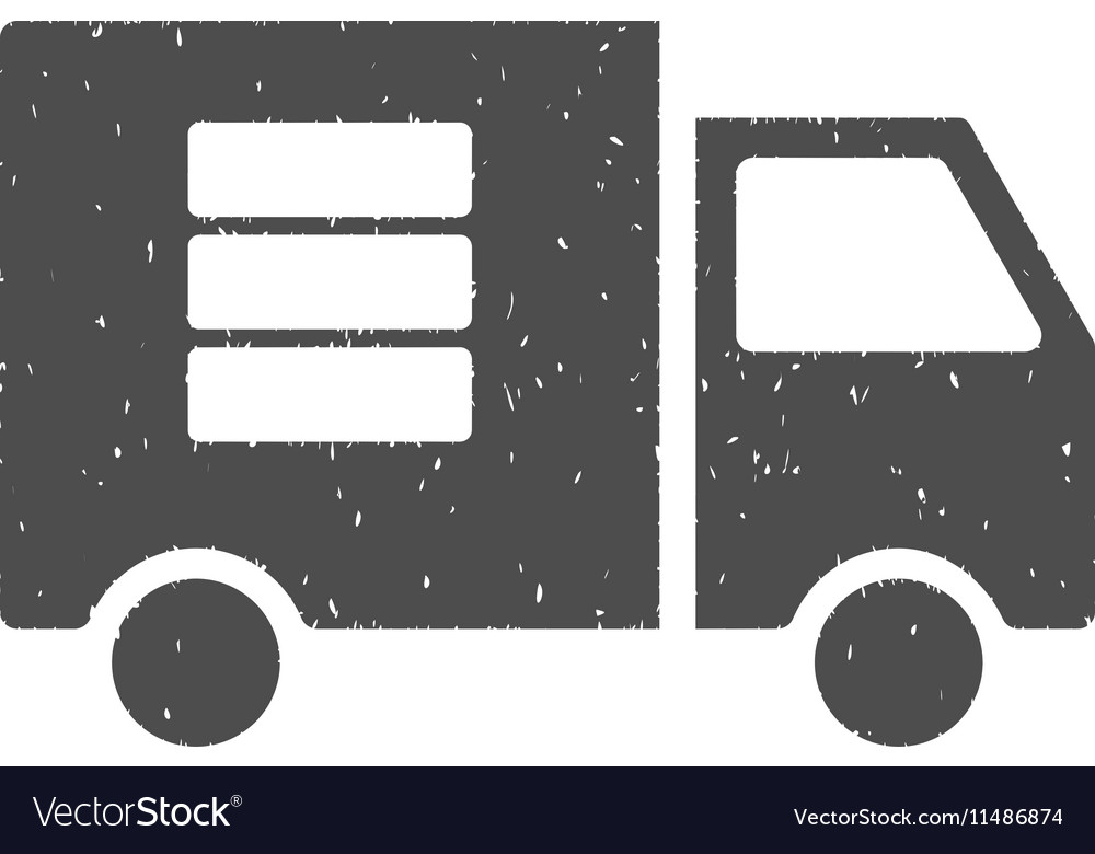 Data transfer van icon rubber stamp