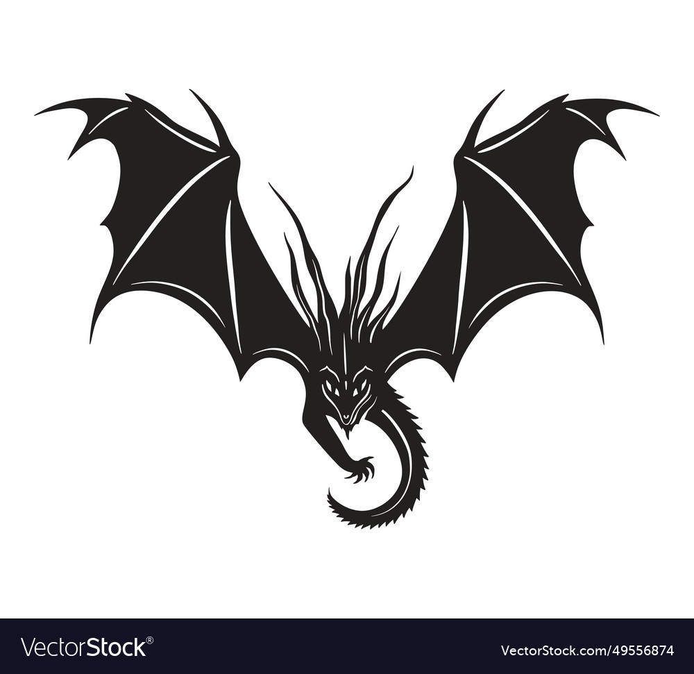 Dragon black silhouette art chinese new Royalty Free Vector